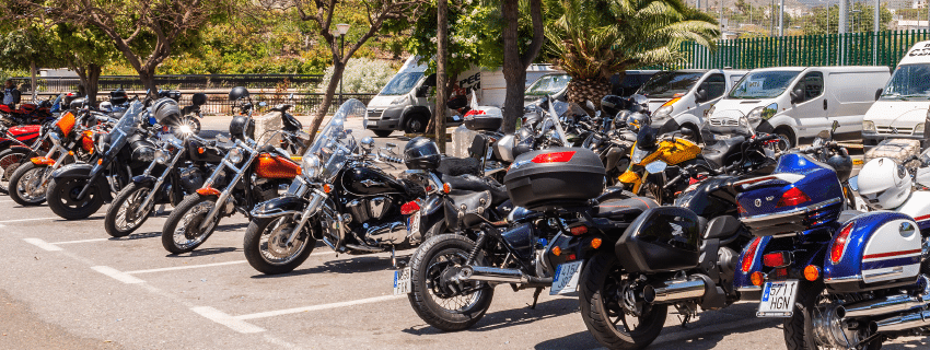 Row of Motorcycles Parked