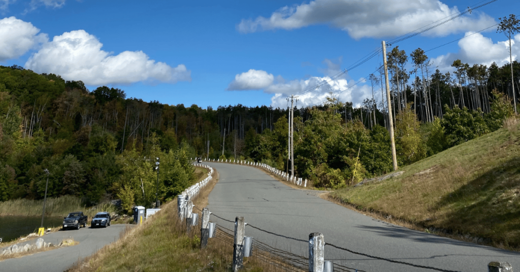 The Quabbin Reservoir road for motorcycle ride