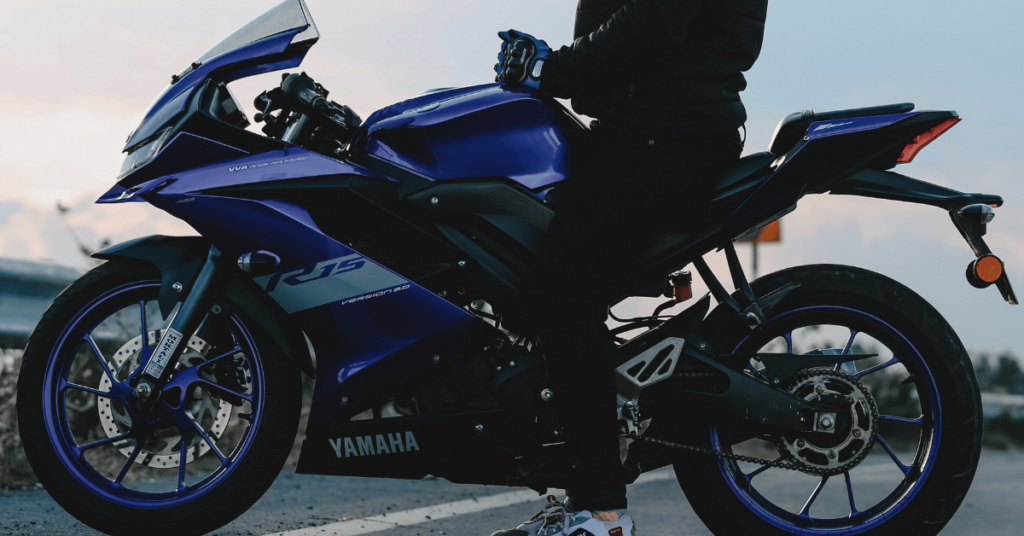 A rider and his blue fantastic Yamaha bike