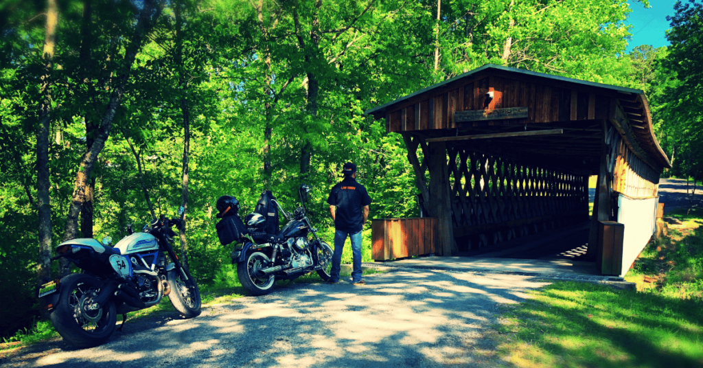 Law Tigers riders visiting Covered Bridges